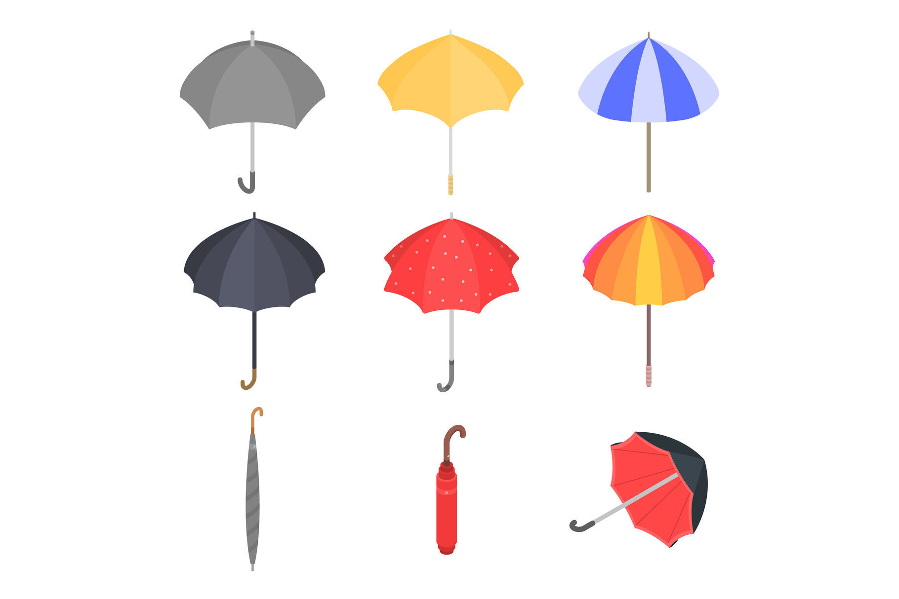 Umbrella icons set, isometric style By Ylivdesign | TheHungryJPEG.com