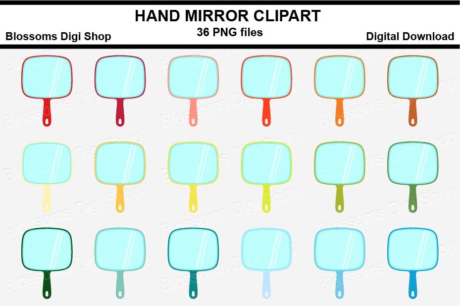 Download Hand Mirror Sticker Clipart, 36 files, multi colours By Blossoms Digi Shop | TheHungryJPEG.com