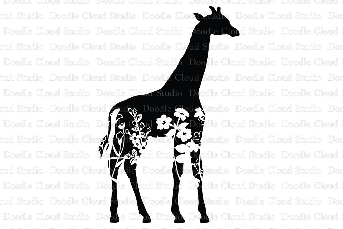 Floral Giraffe Svg Floral Giraffe Clipart Floral Animal Svg By Doodle Cloud Studio Thehungryjpeg Com