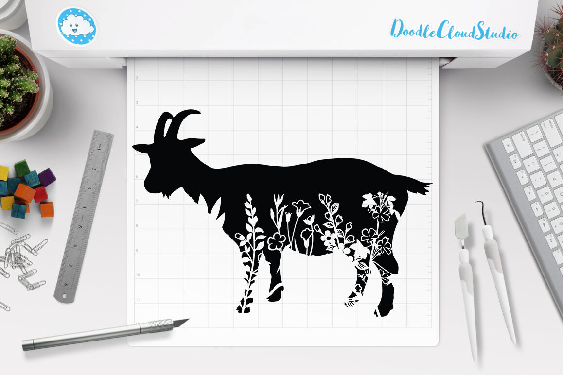 Floral Goat Svg Cut Svg Goat Clipart By Doodle Cloud Studio Thehungryjpeg Com