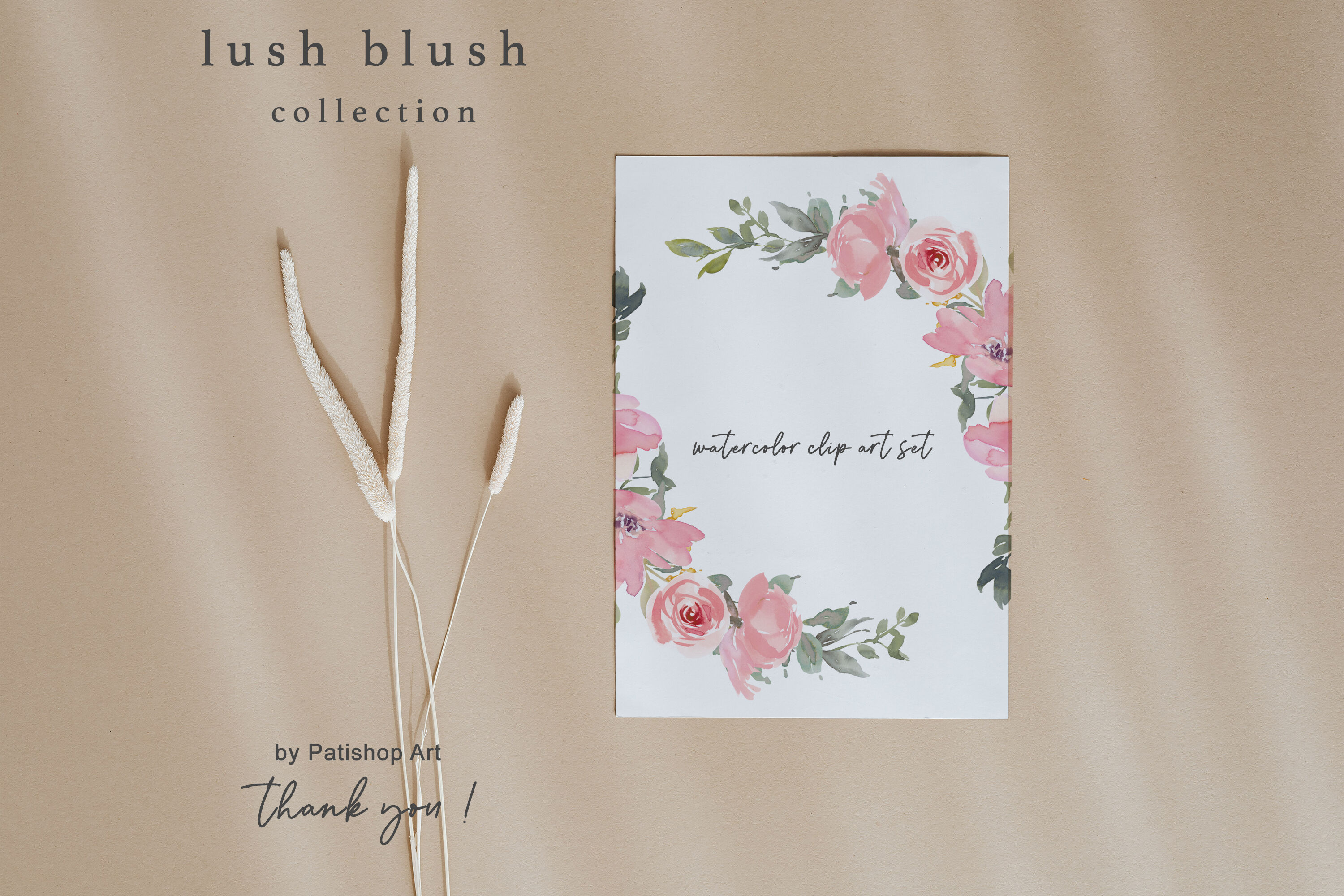Blush Watercolor Floral Clip Art Collection By Patishop Art Thehungryjpeg Com