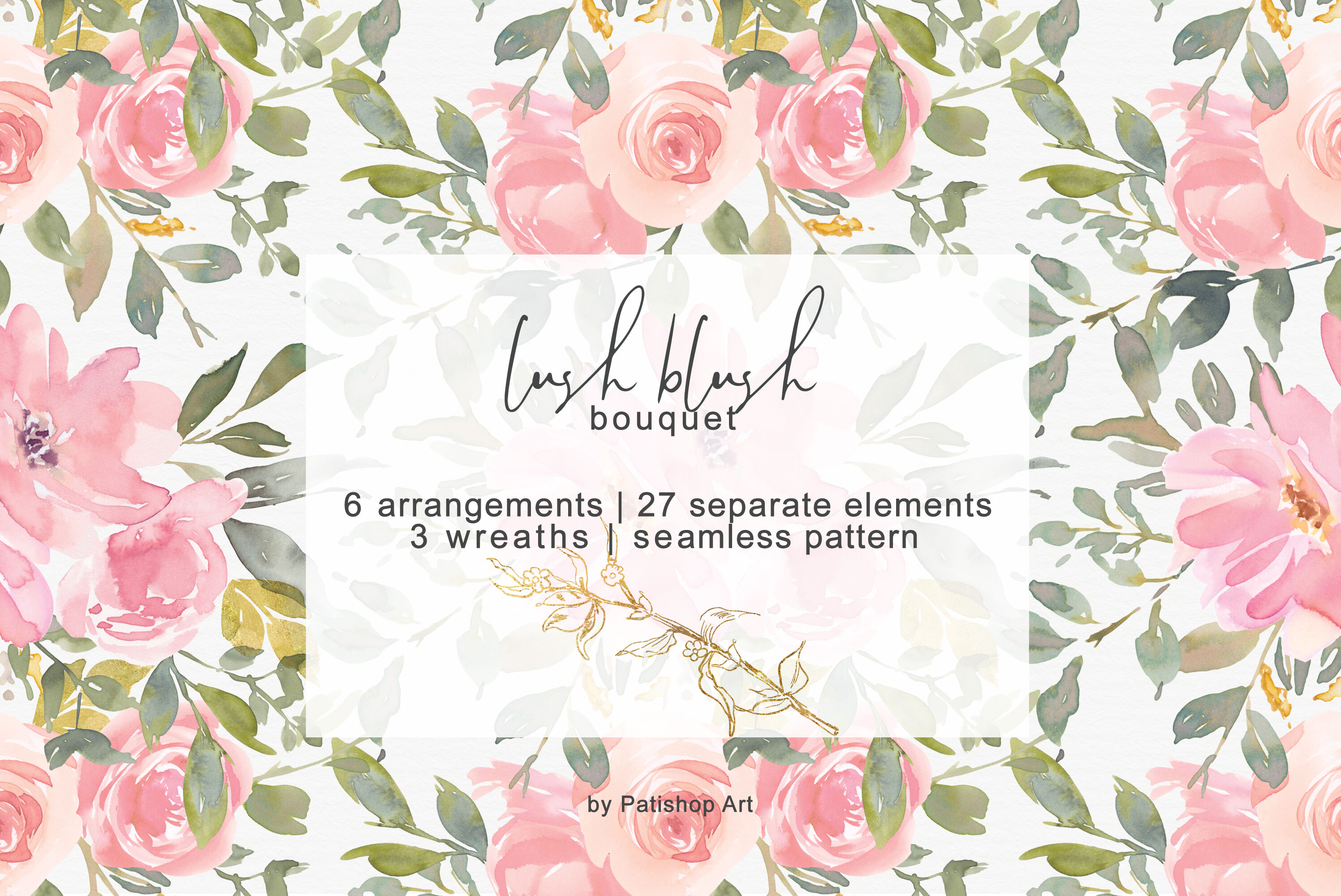 Blush Watercolor Floral Clip Art Collection By Patishop Art Thehungryjpeg Com