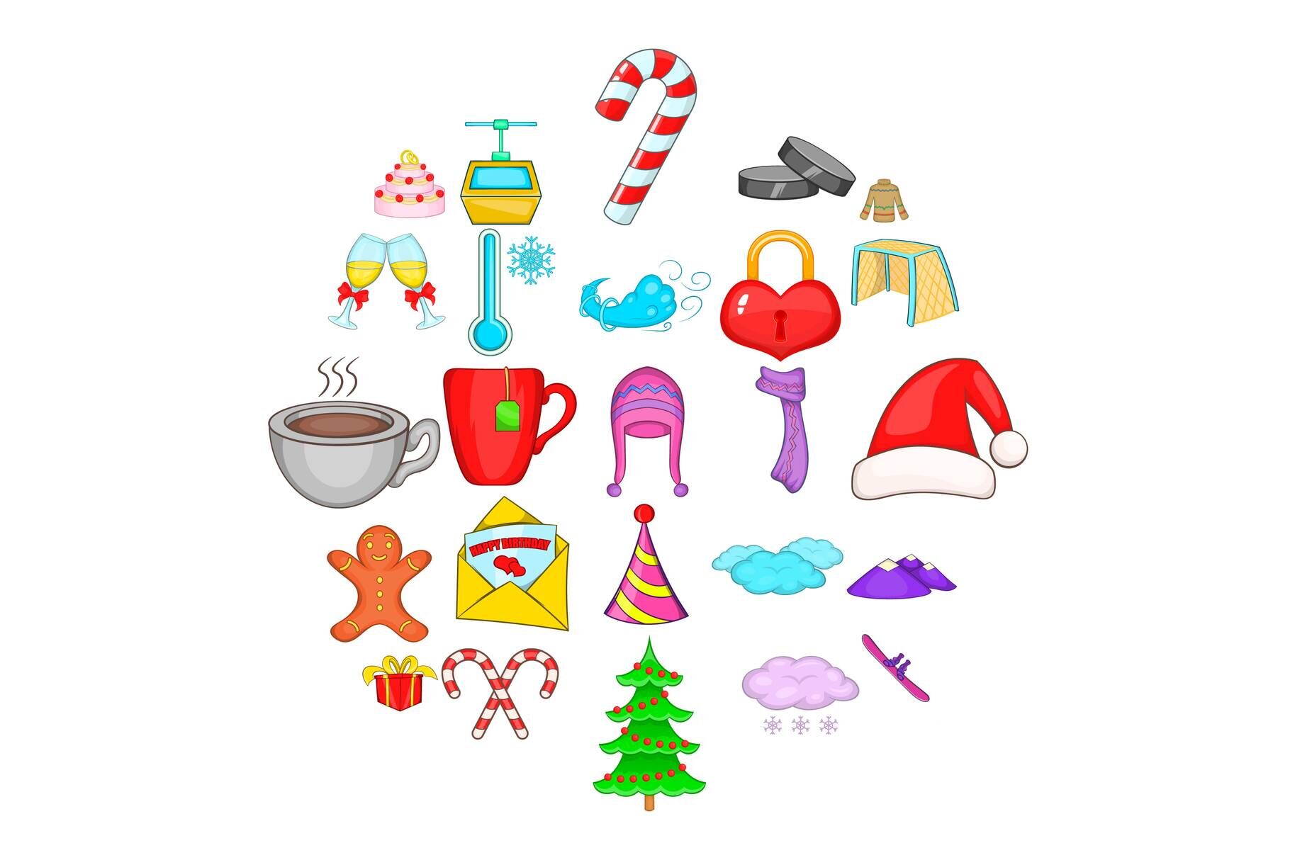 Christmas icons set, cartoon style By Ylivdesign | TheHungryJPEG.com