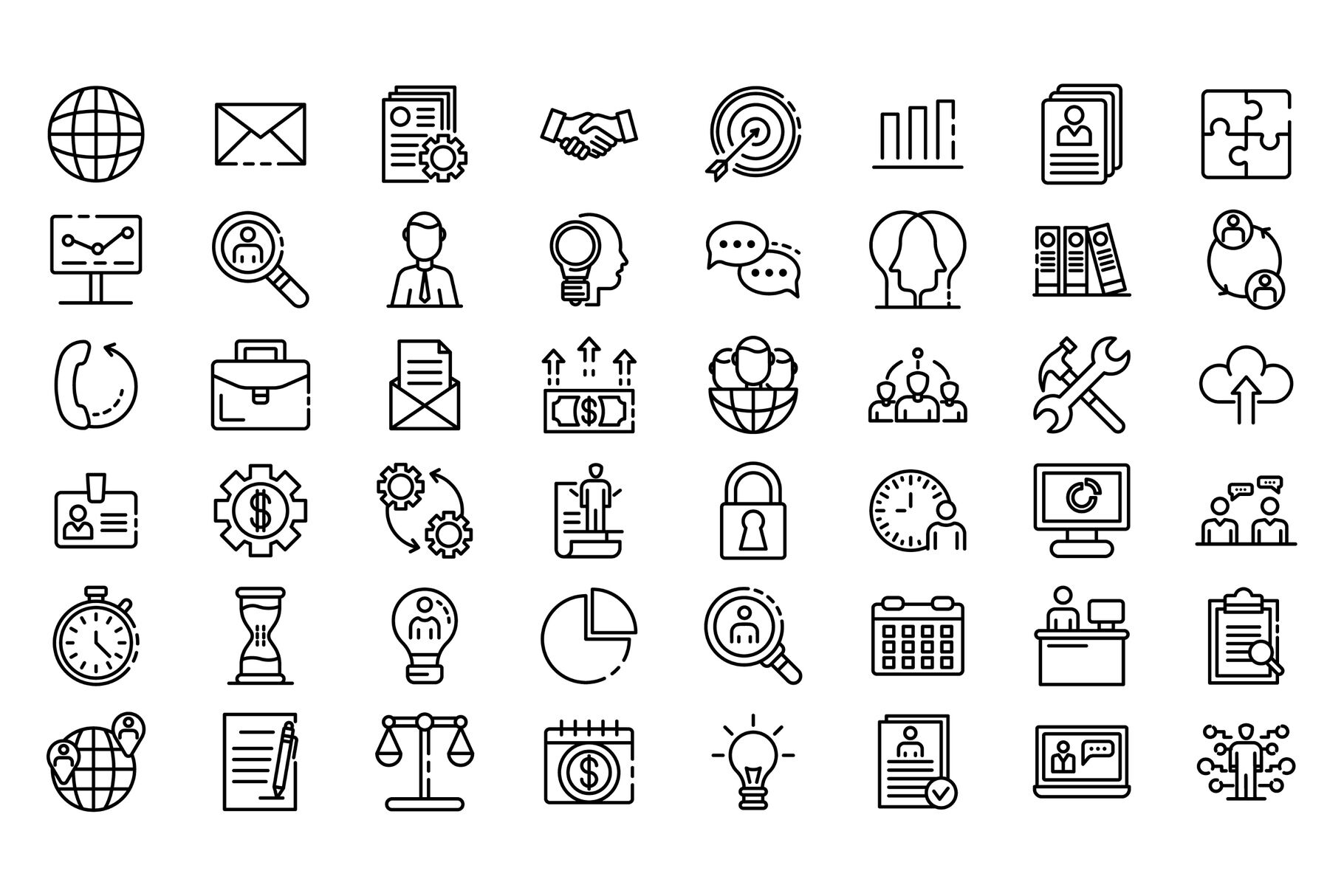 Administrator icons set, outline style By Ylivdesign | TheHungryJPEG.com