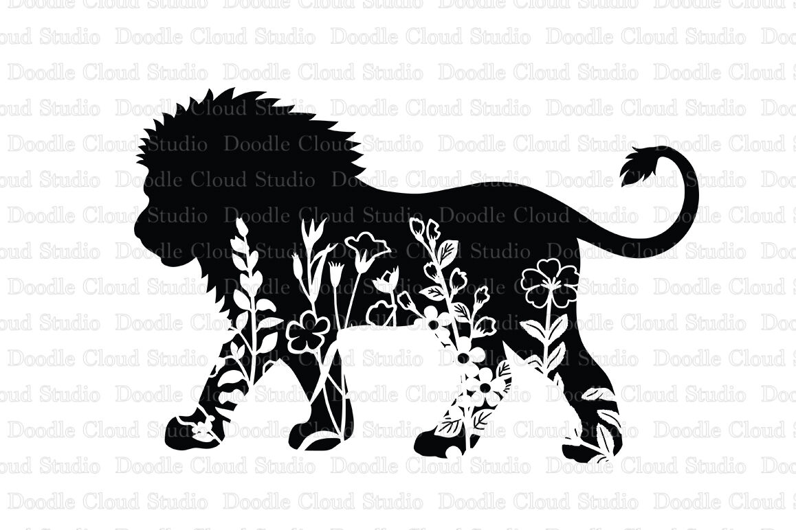 Download Floral Lion Cut Files SVG, Lion Clipart. By Doodle Cloud Studio | TheHungryJPEG.com