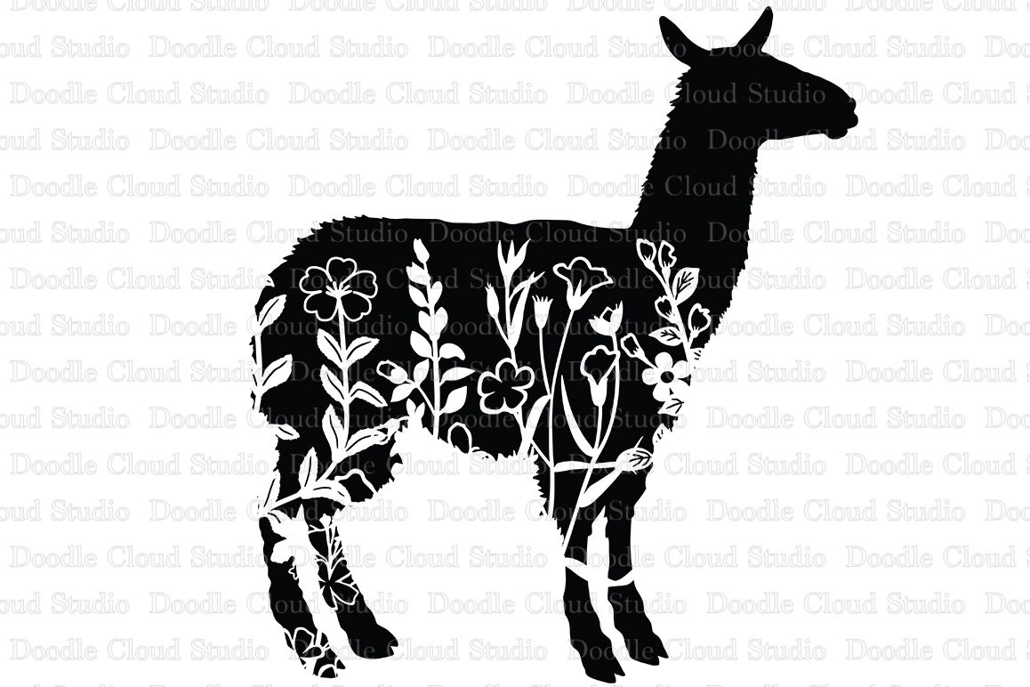 Download Floral Llama Cut Files Svg Floral Llama Clipart By Doodle Cloud Studio Thehungryjpeg Com