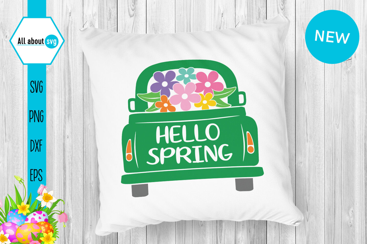 Download Hello spring Truck With Flowers Svg By All About Svg ...
