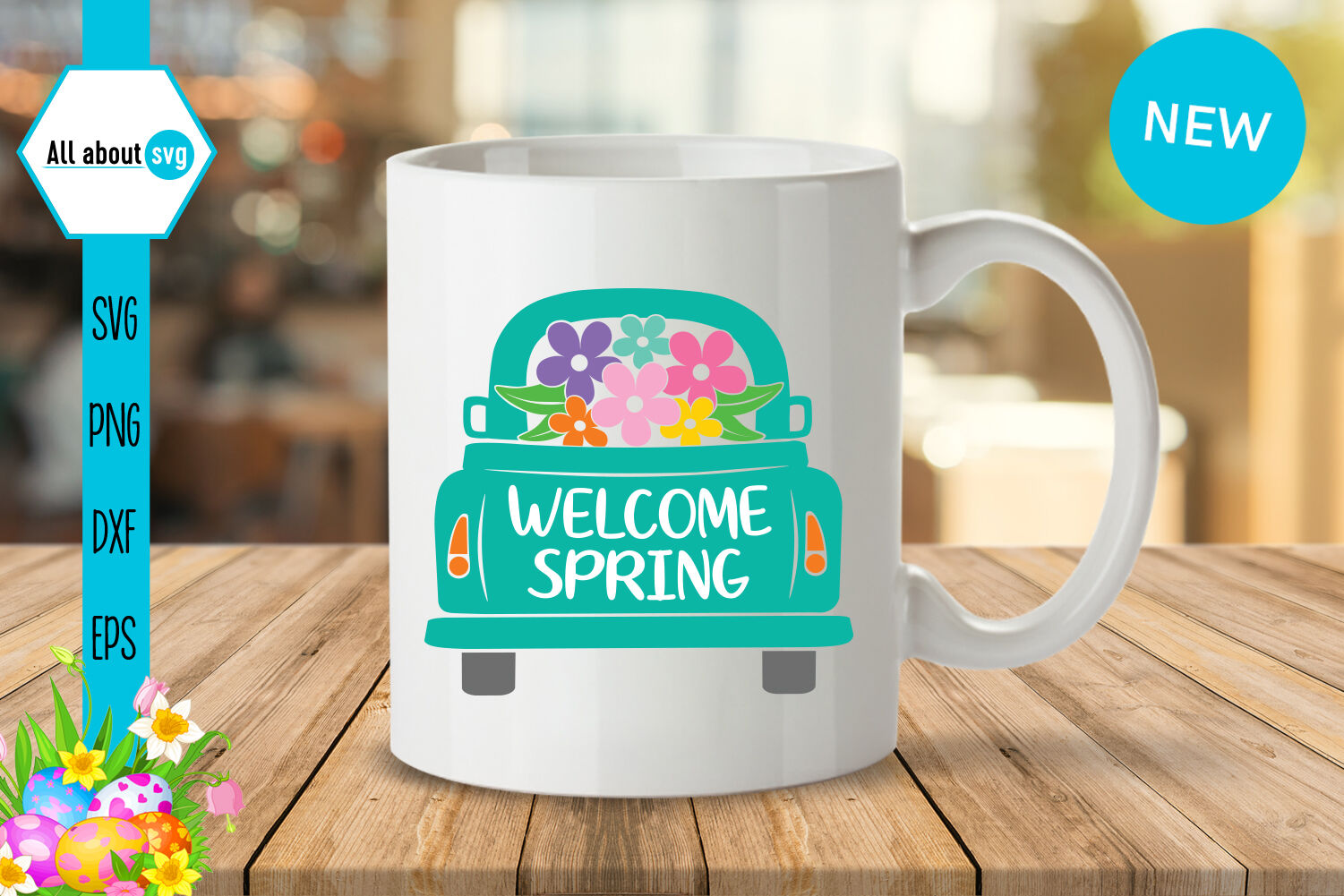 Download Welcome Spring Truck With Flowers Svg By All About Svg ...