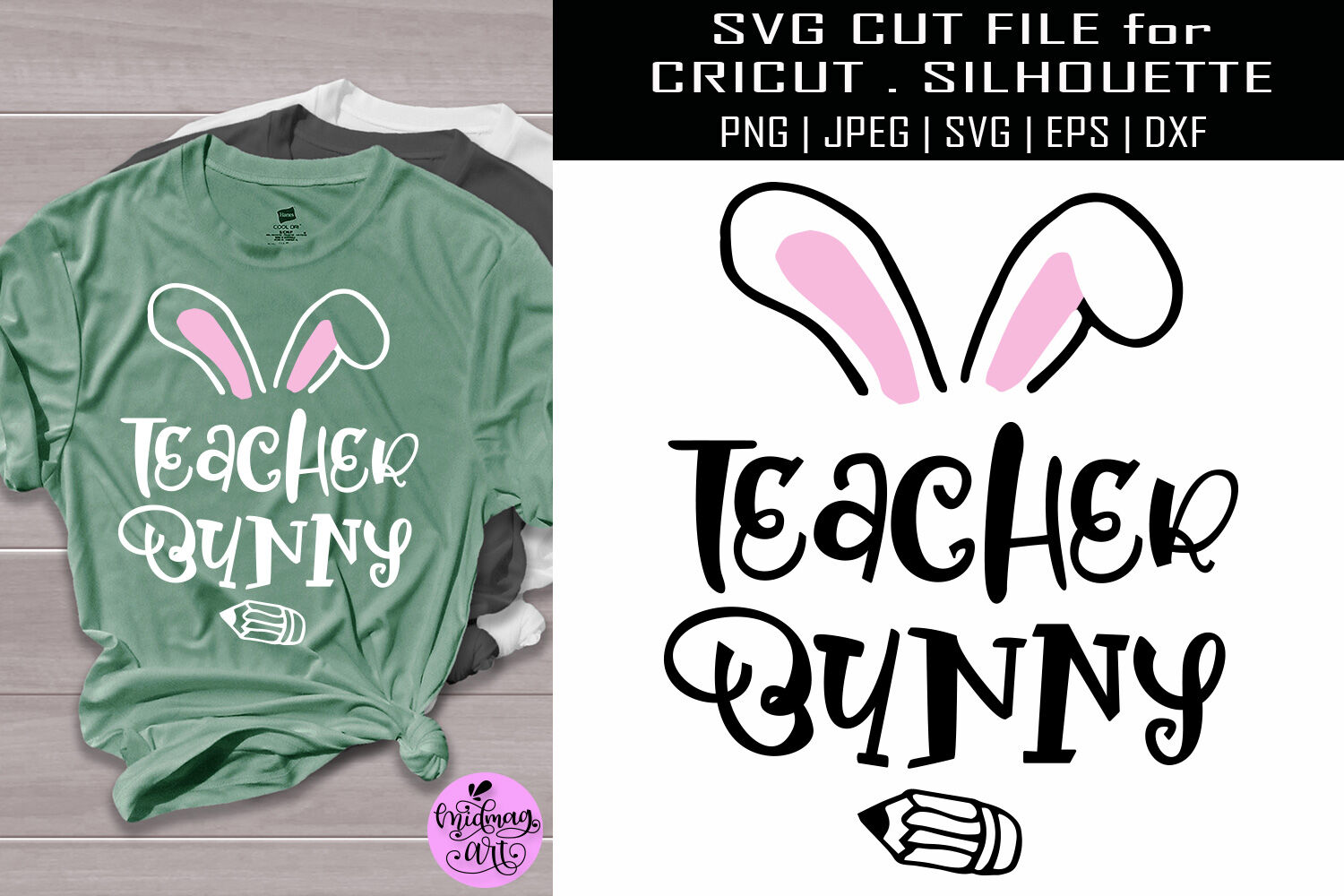 Download Teacher bunny svg, easter shirt svg By Midmagart ...