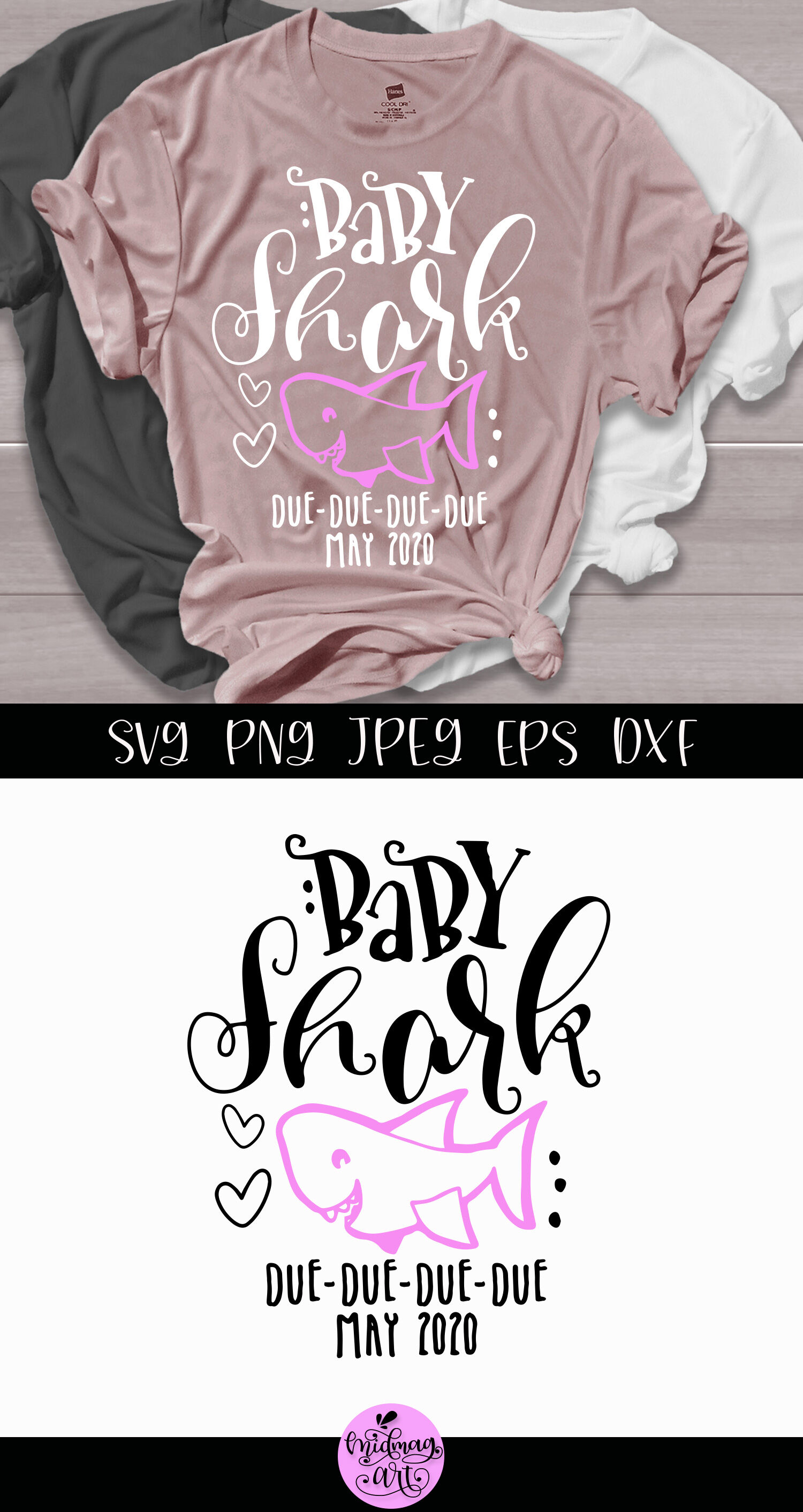 Baby shark due may svg, pregnancy shirt svg By Midmagart ...