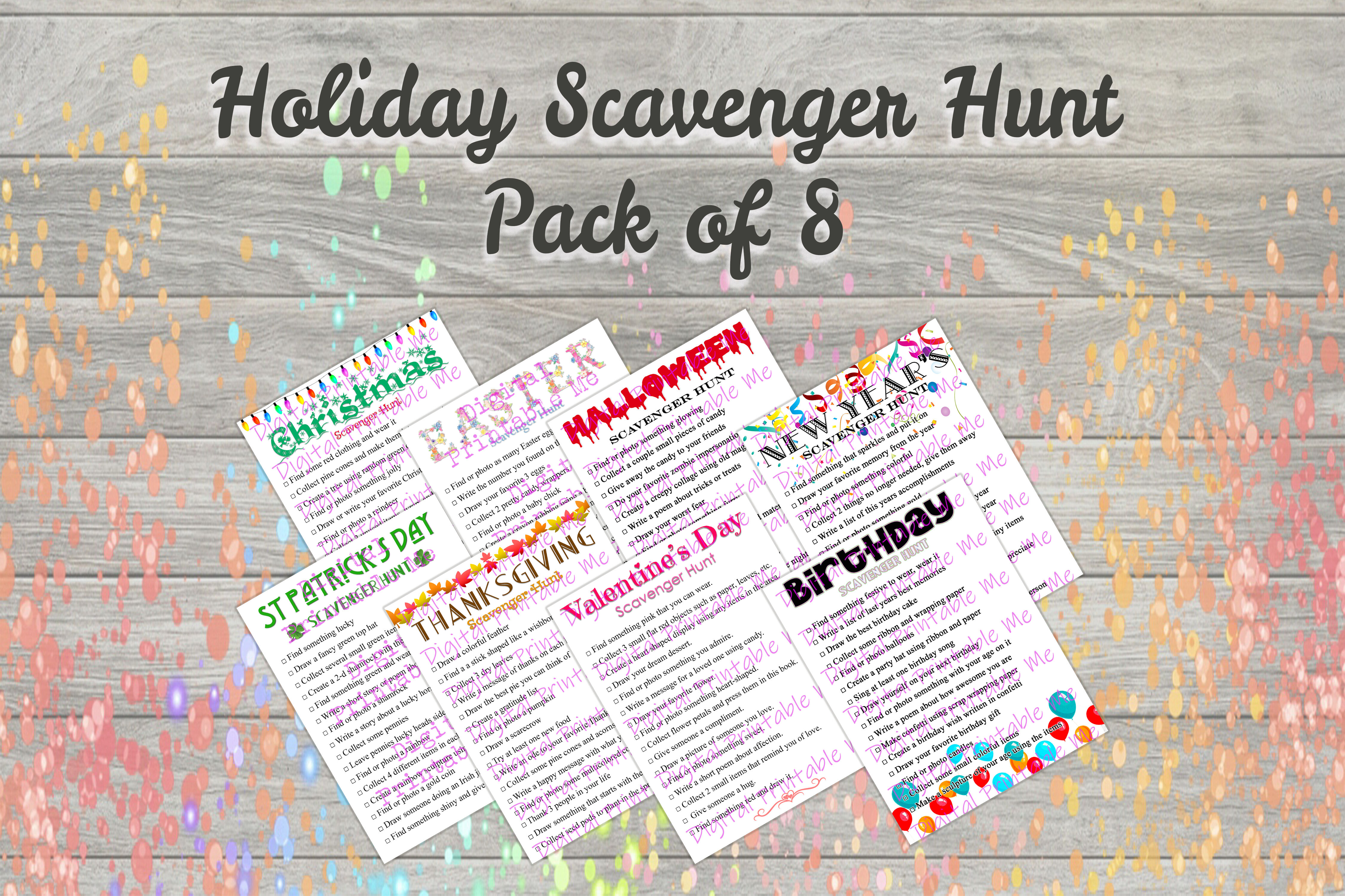 Holiday Scavenger Hunt Pack 8 Games Printable Kids Activity Game P By Digitalprintableme Thehungryjpeg Com