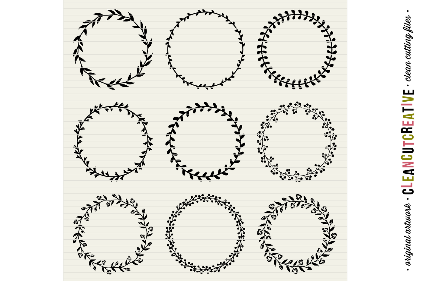 Download 15 Svg Floral Wreaths Floral Leaf Circle Frames Svg Dxf Eps Png Cricut Silhouette Clean Cutting Files By Cleancutcreative Thehungryjpeg Com