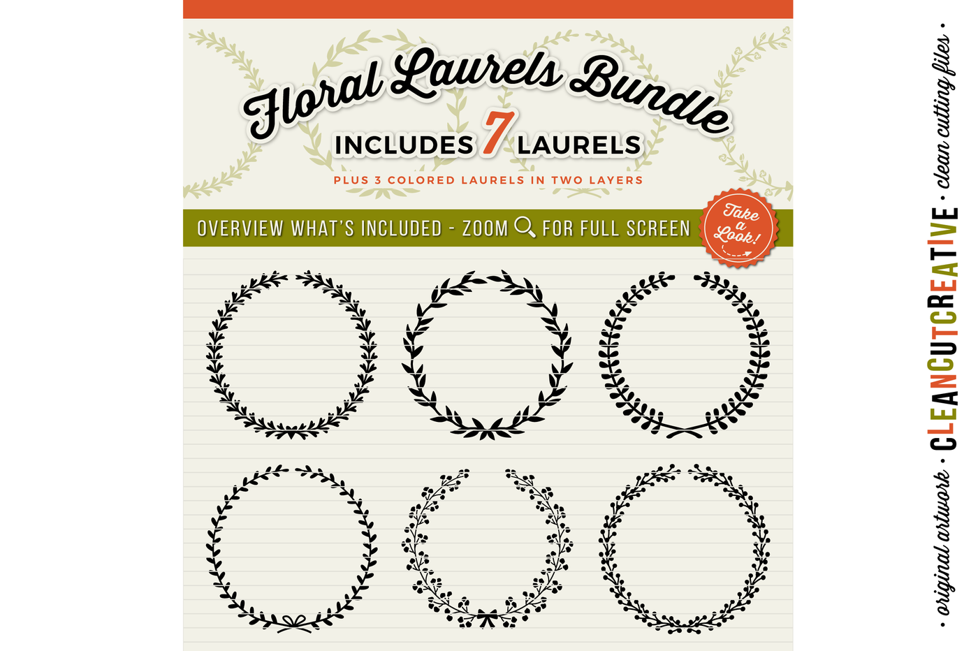 Download 7 svg FLORAL LAURELS floral leaf circle frames - SVG DXF ...