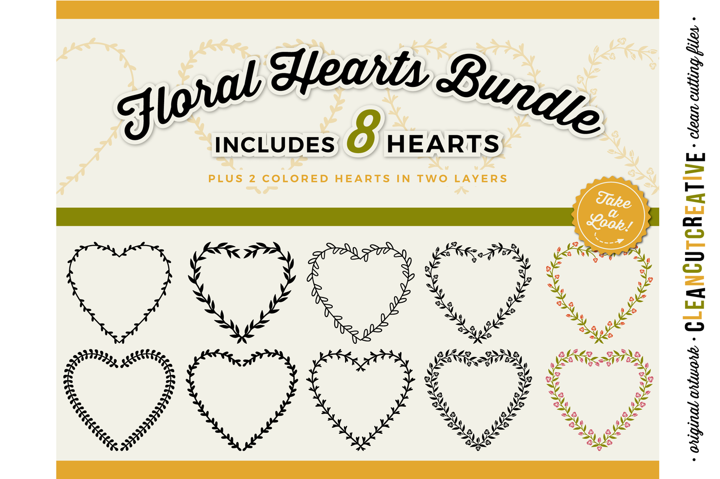 8 svg heart wreath frames - clean cutting files By