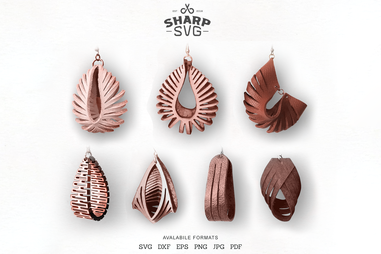 Sculpted Earring SVG Bundle - Leather Twisted Earrings SVG By SharpSVG