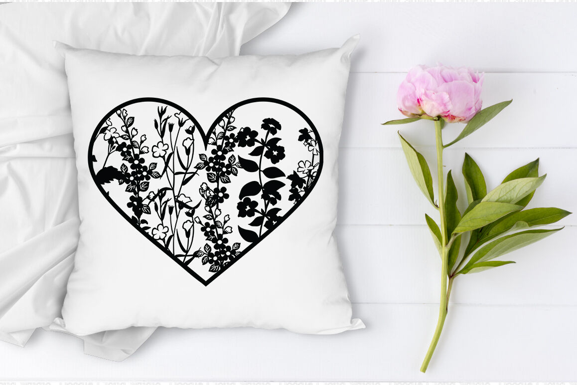 Floral Heart SVG Cut Files, Floral Heart Clipart. By Doodle Cloud