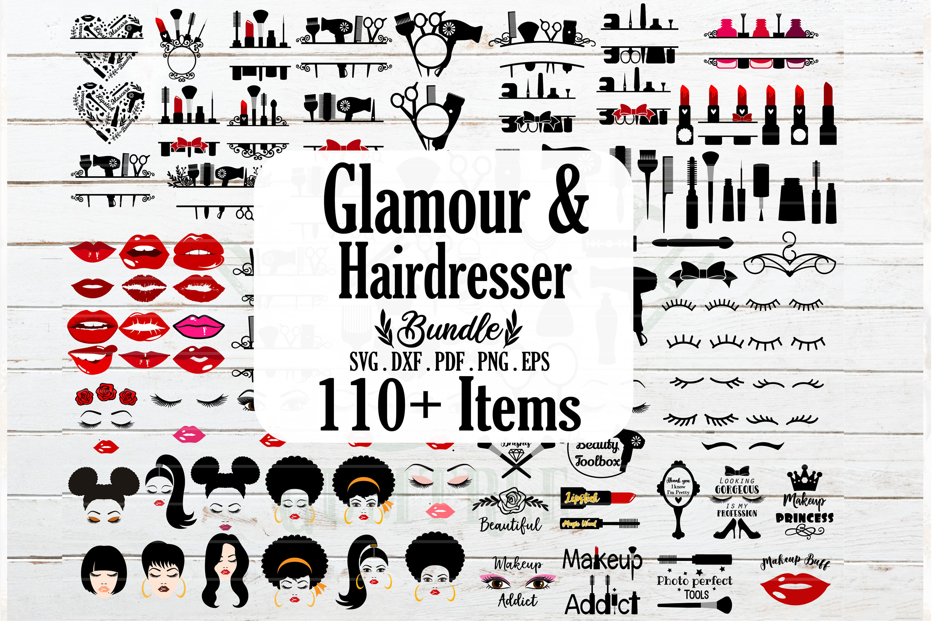 Huge Glamour Makeup Hairdresser Barber Nail Tech Bundle Svg By Svgbrewerydesigns Thehungryjpeg Com