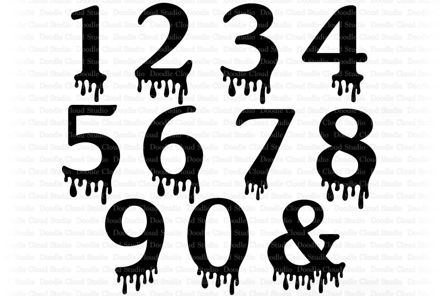 Dripping Number Set Svg Numbers Halloween Svg Numbers Clipart By Doodle Cloud Studio Thehungryjpeg Com