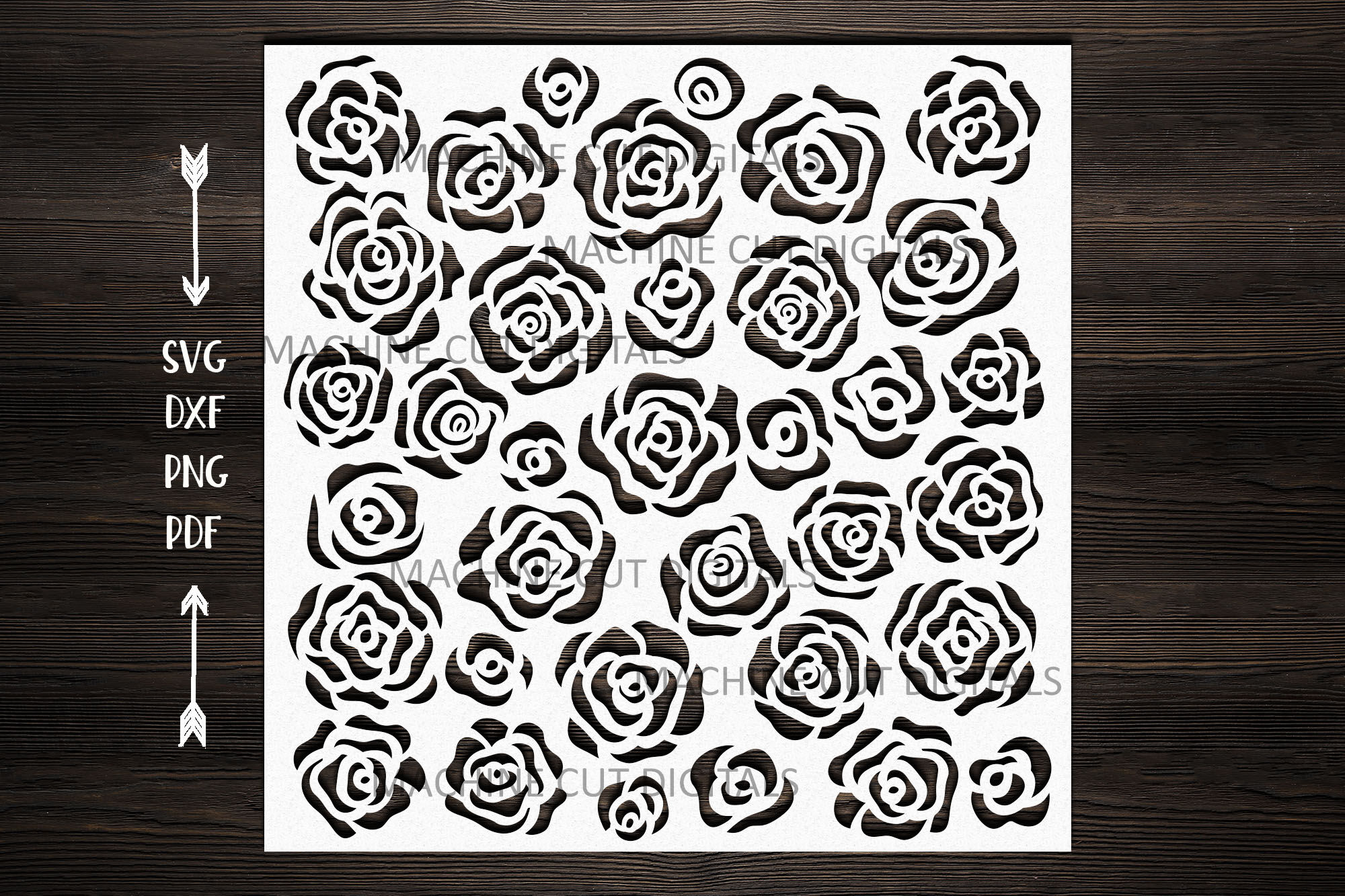 Download Floral roses square pattern stencil svg dxf laser cut file ...