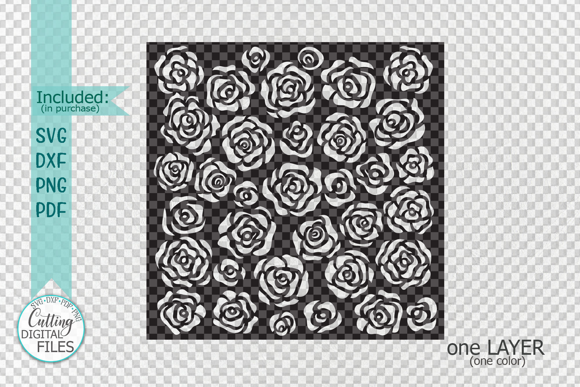 Download Floral Roses Square Pattern Stencil Svg Dxf Laser Cut File Template By Kartcreation Thehungryjpeg Com