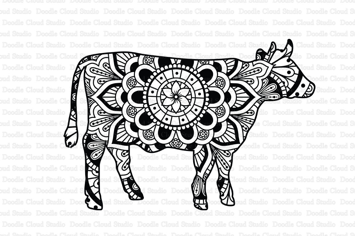Download Cow Mandala Svg Cut Files Mandala Cow Clipart By Doodle Cloud Studio Thehungryjpeg Com