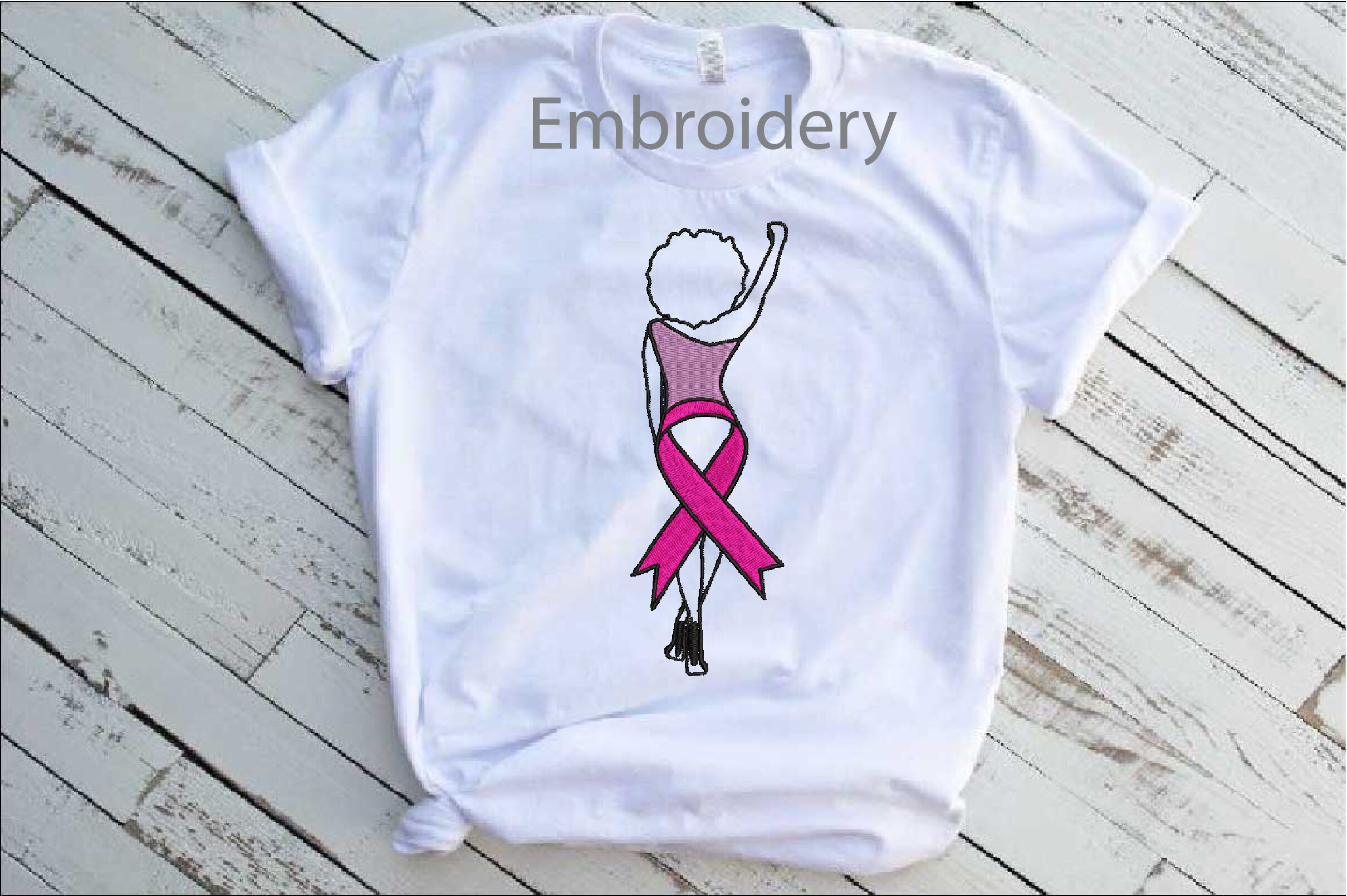 Embroidery Survivor Pink Queen African American africa black cancer breast cancer woman Three Fingers Design Machine