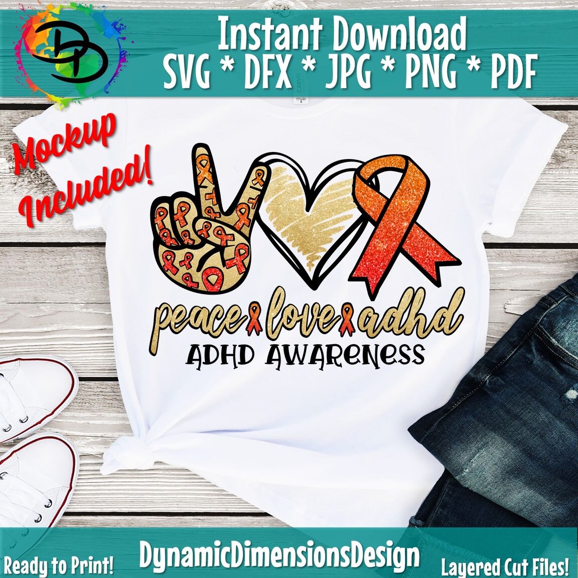 Download Peace love adhd, adhd svg, Sublimation Png Digital ...
