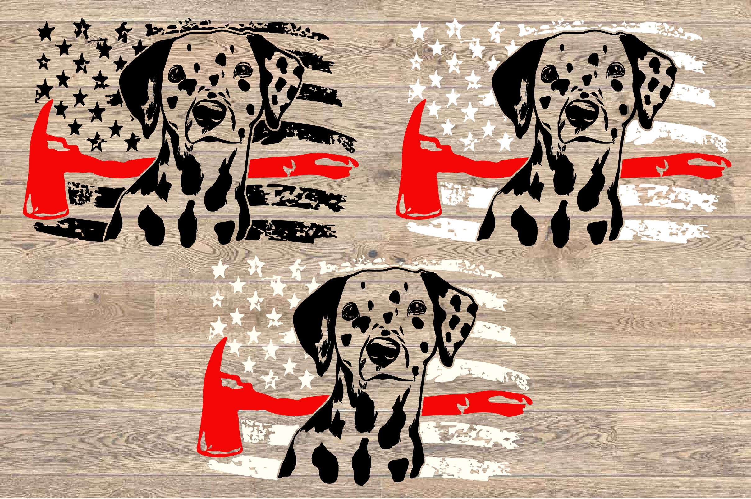 Firefighter Dalmatian USA Flag SVG 4th July Breed department 1693s By