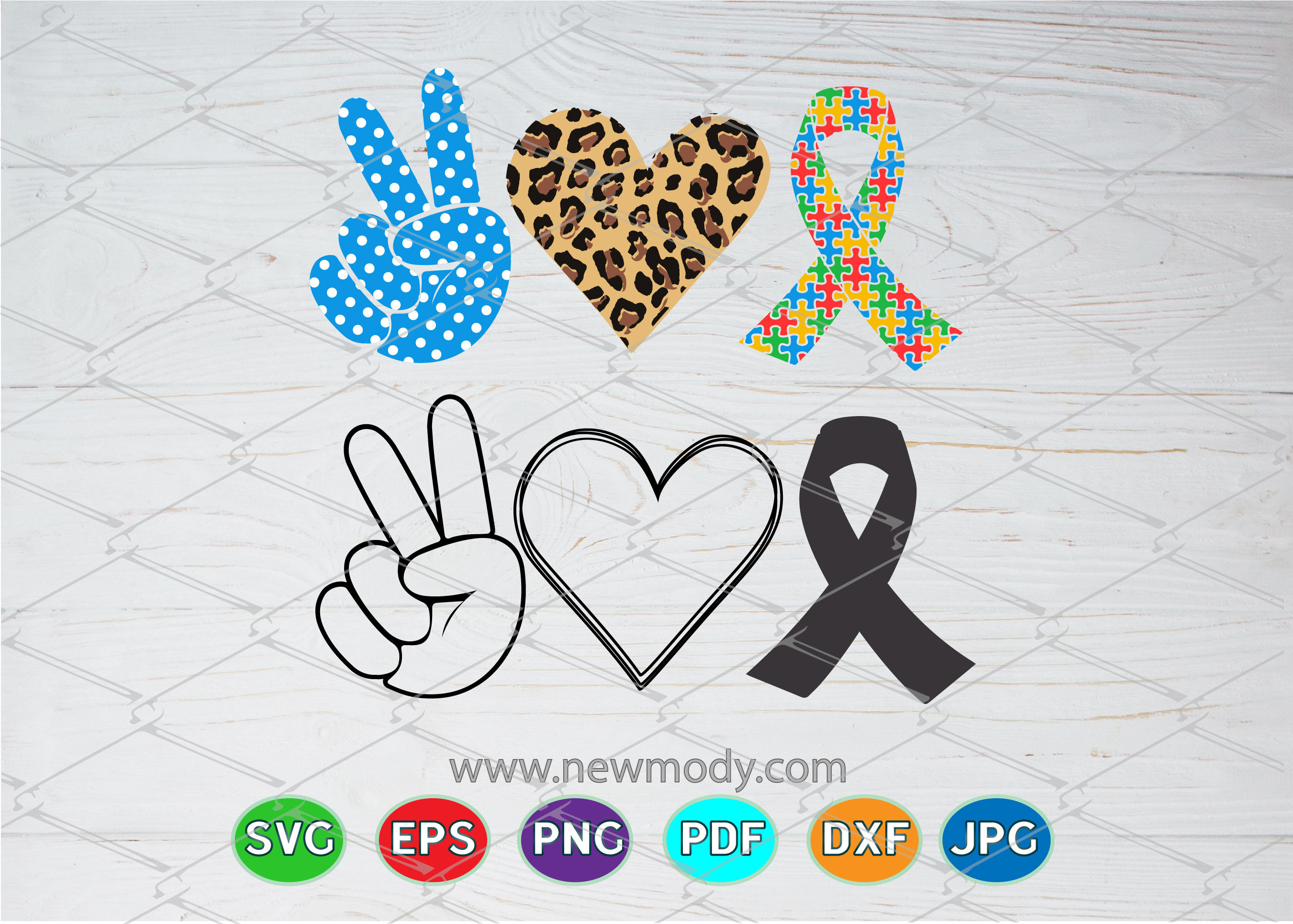 Peace Love Autism Svg Autism Awareness Ribbon Svg By Amittaart Thehungryjpeg Com
