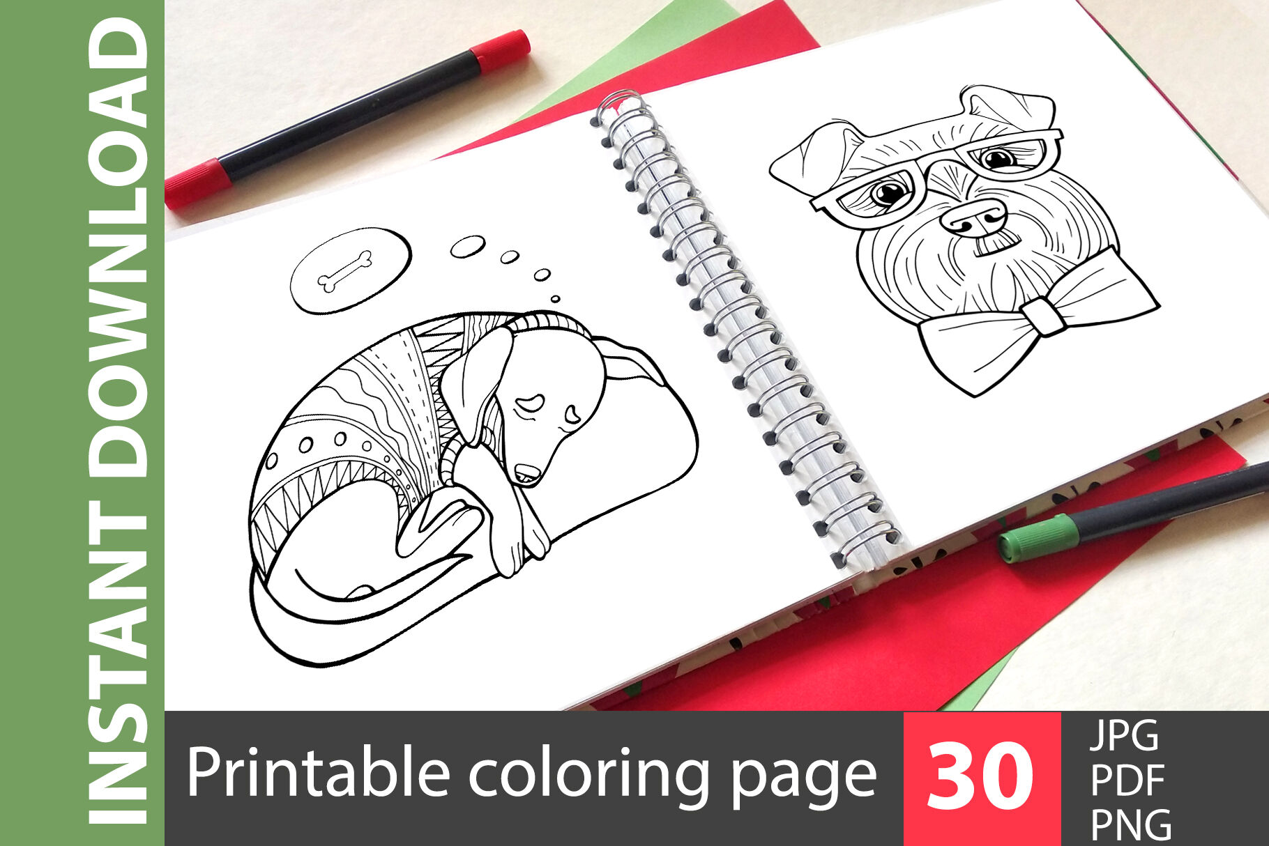 Liked Dogs Big Coloring Book By Aquarelloaquarelle Thehungryjpeg Com