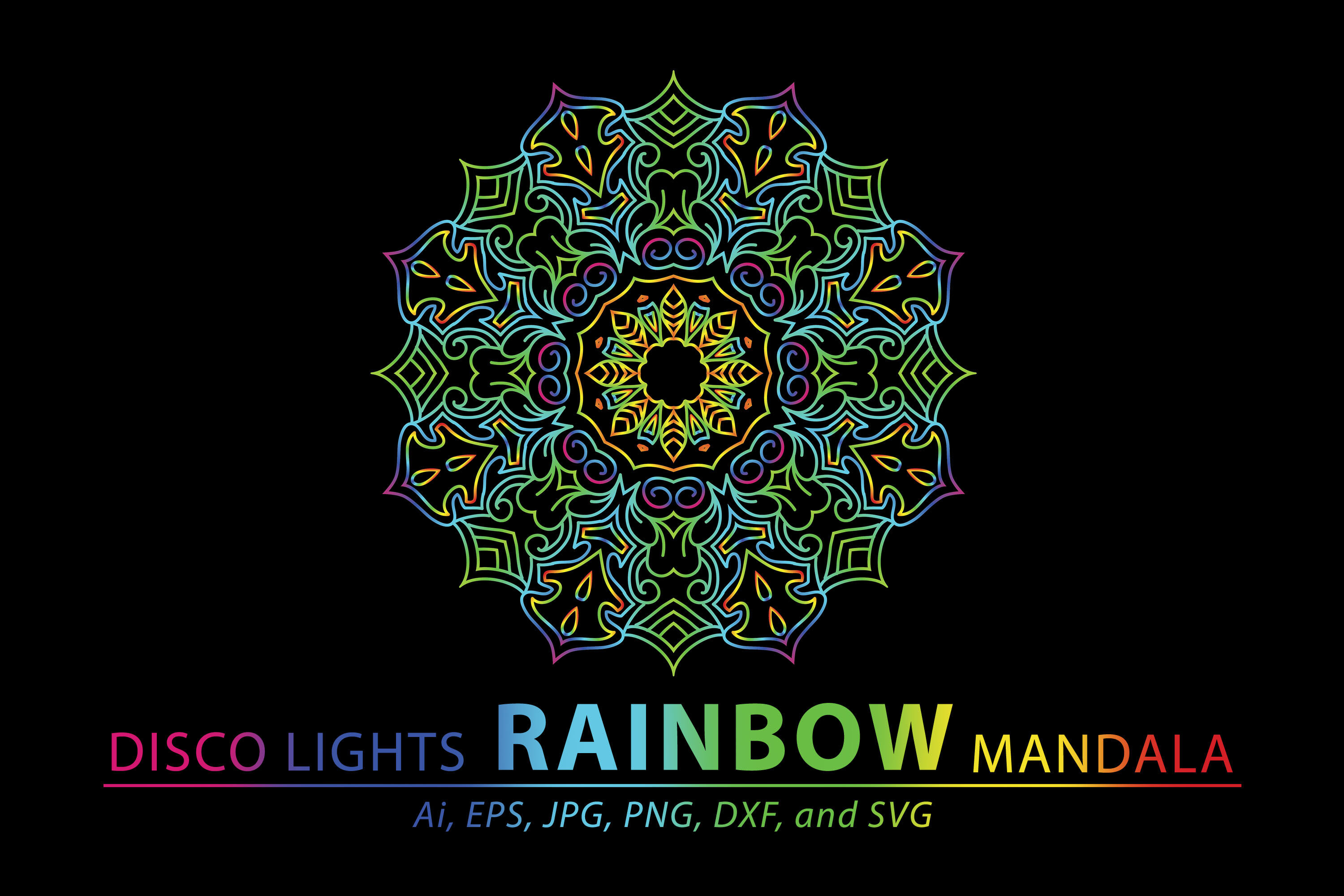 Mandala Rainbow By Red Sugar Design Thehungryjpeg Com