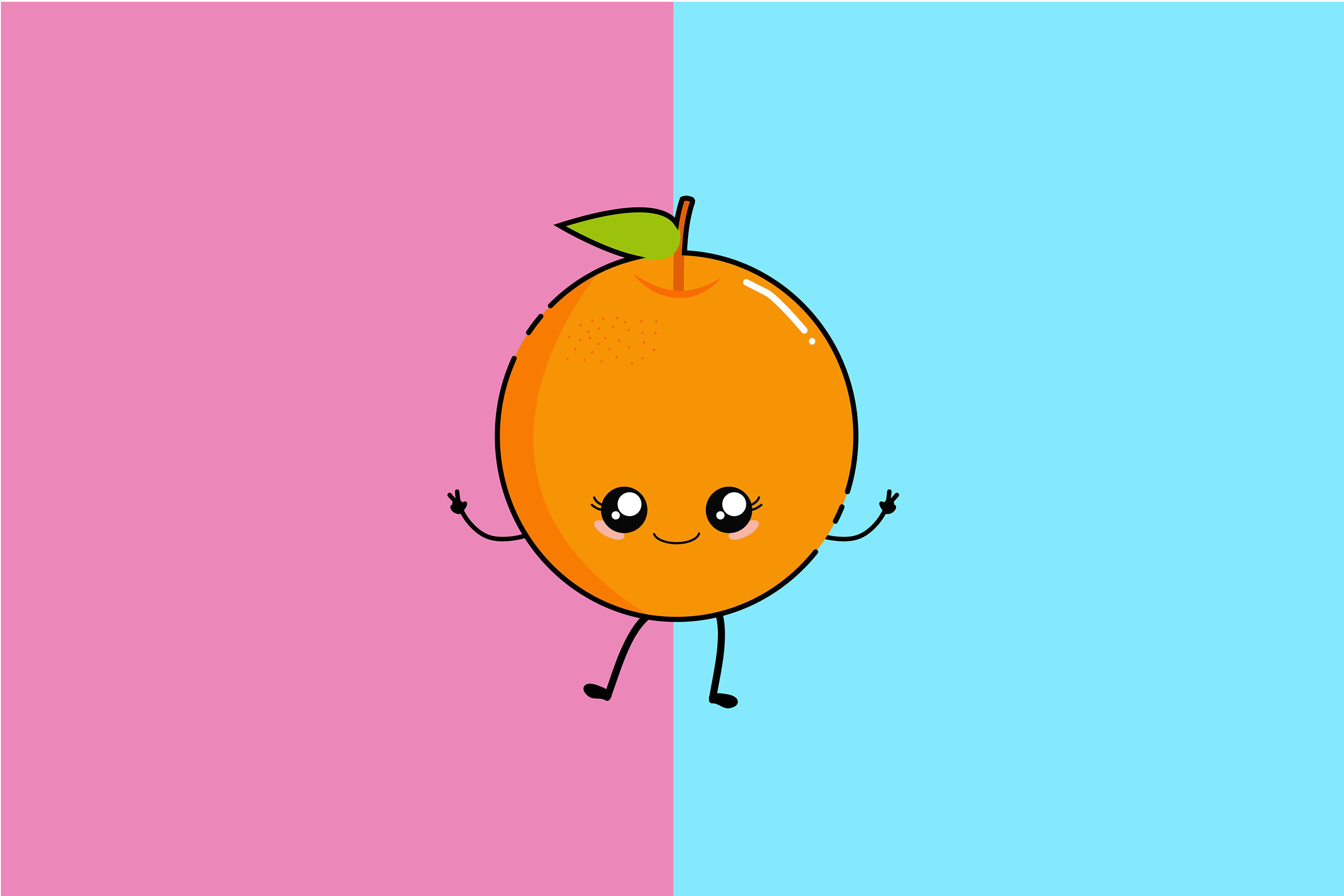Kawaii Cute Orange Art Illustration By Red Sugar Design TheHungryJPEG