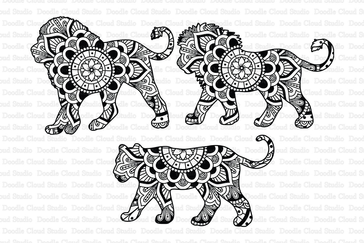 Lion Mandala Svg Cut Files Lioness Mandala Svg By Doodle Cloud Studio Thehungryjpeg Com