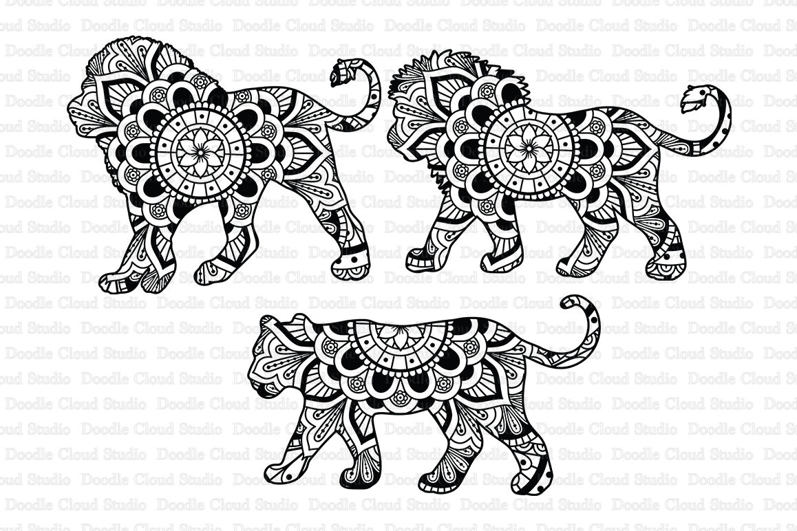 Download Lion Mandala Svg Cut Files Lioness Mandala Svg By Doodle Cloud Studio Thehungryjpeg Com PSD Mockup Templates