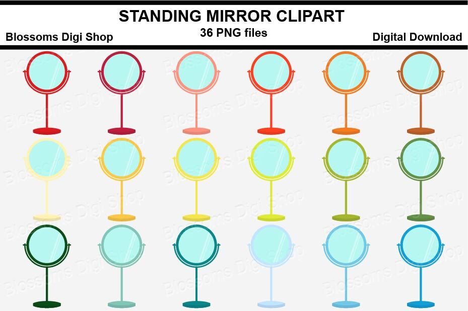 Download Standing Mirror Sticker Clipart, 36 files, multi colours By Blossoms Digi Shop | TheHungryJPEG.com