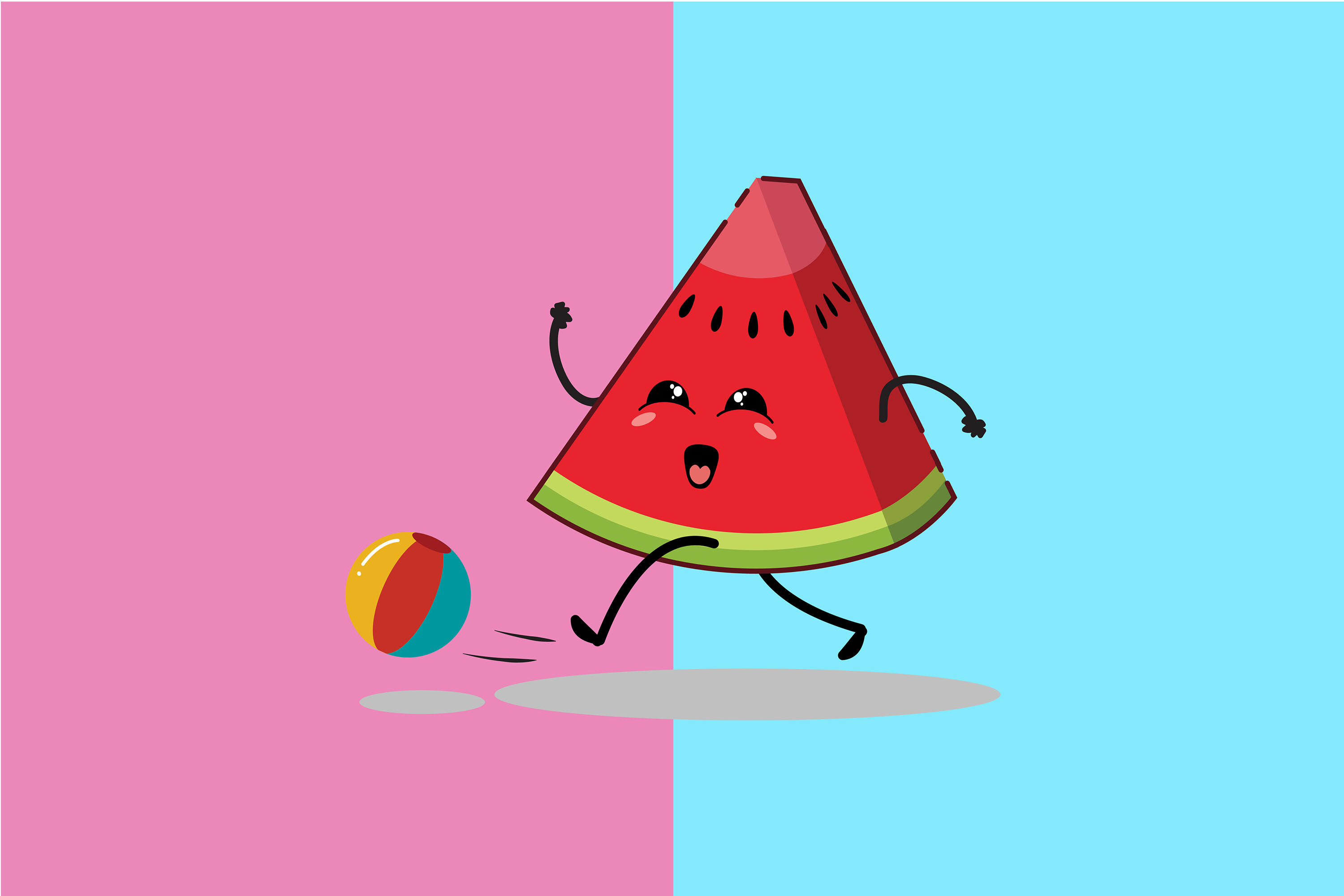 Kawaii Cute Watermelon Character By Red Sugar Design Thehungryjpeg Com