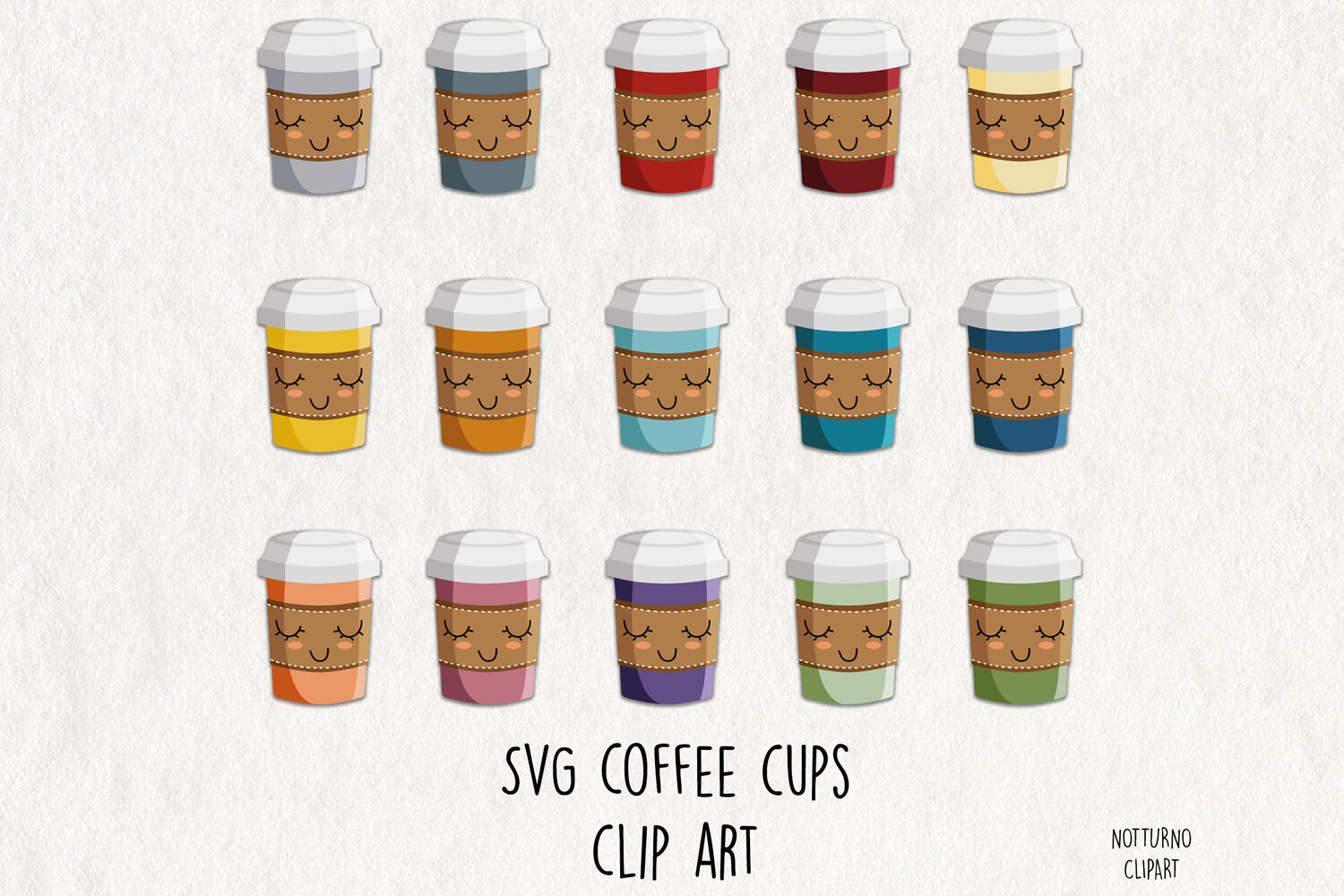 Download Svg Coffee Cups Clip Art Coffee Cup Graphics Set Of 15 Svg And Png C By Notturnoclipart Thehungryjpeg Com