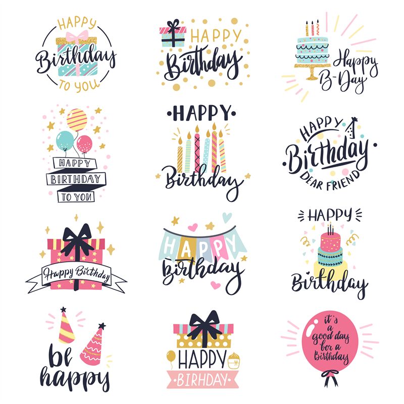 Embossing Stamps for Cakes and Cupcakes - Happy Birthday Calligraphy Font