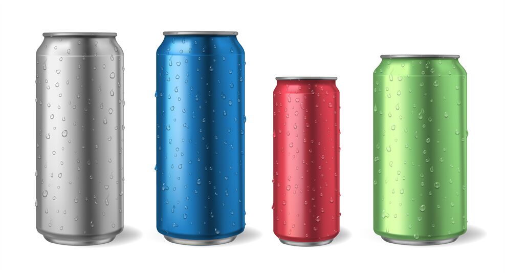 Realistic Cans blue with water drops for mock-up. Soda can mock up