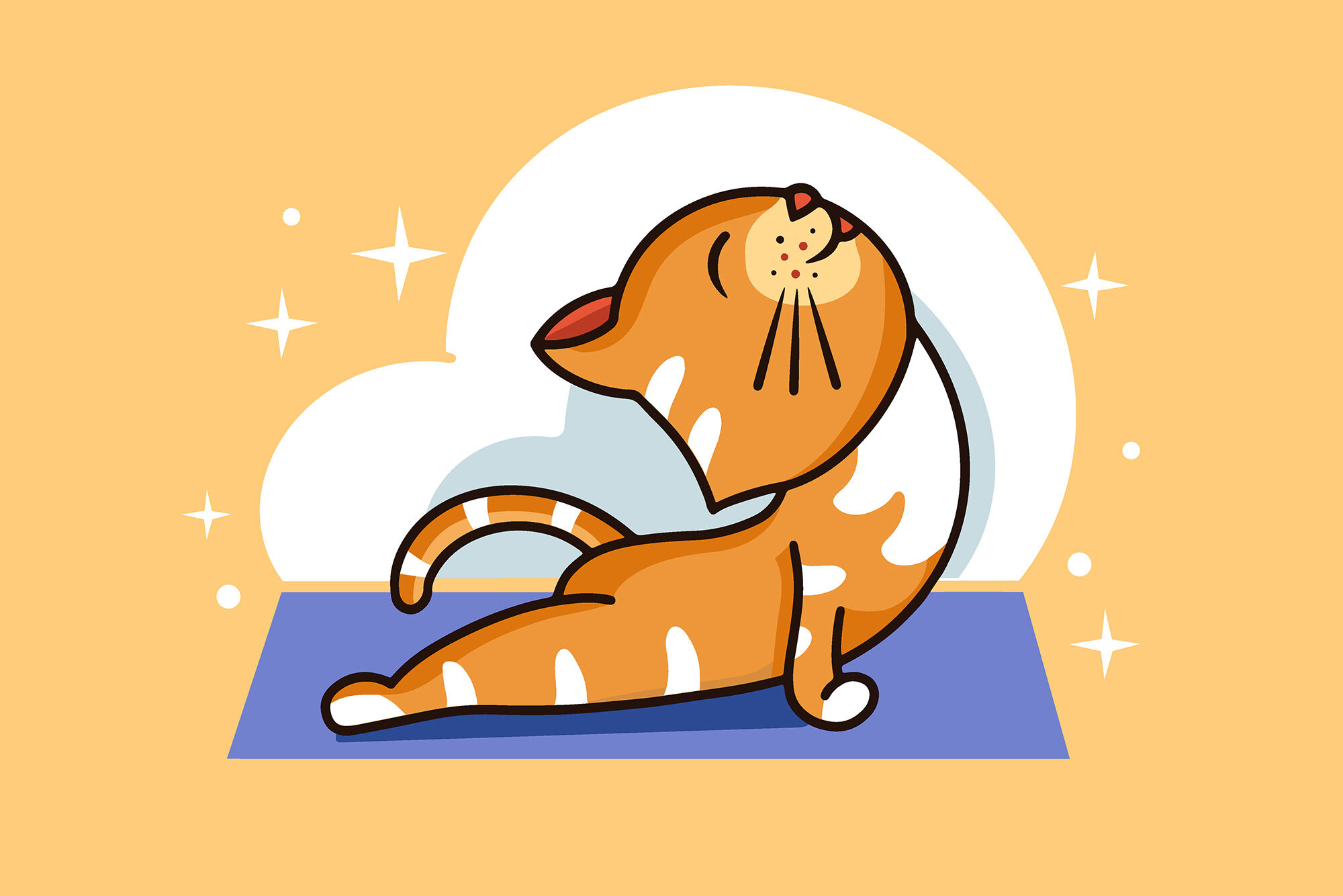 Funny Kitty yoga, cartoon character By Lettering_Logo | TheHungryJPEG