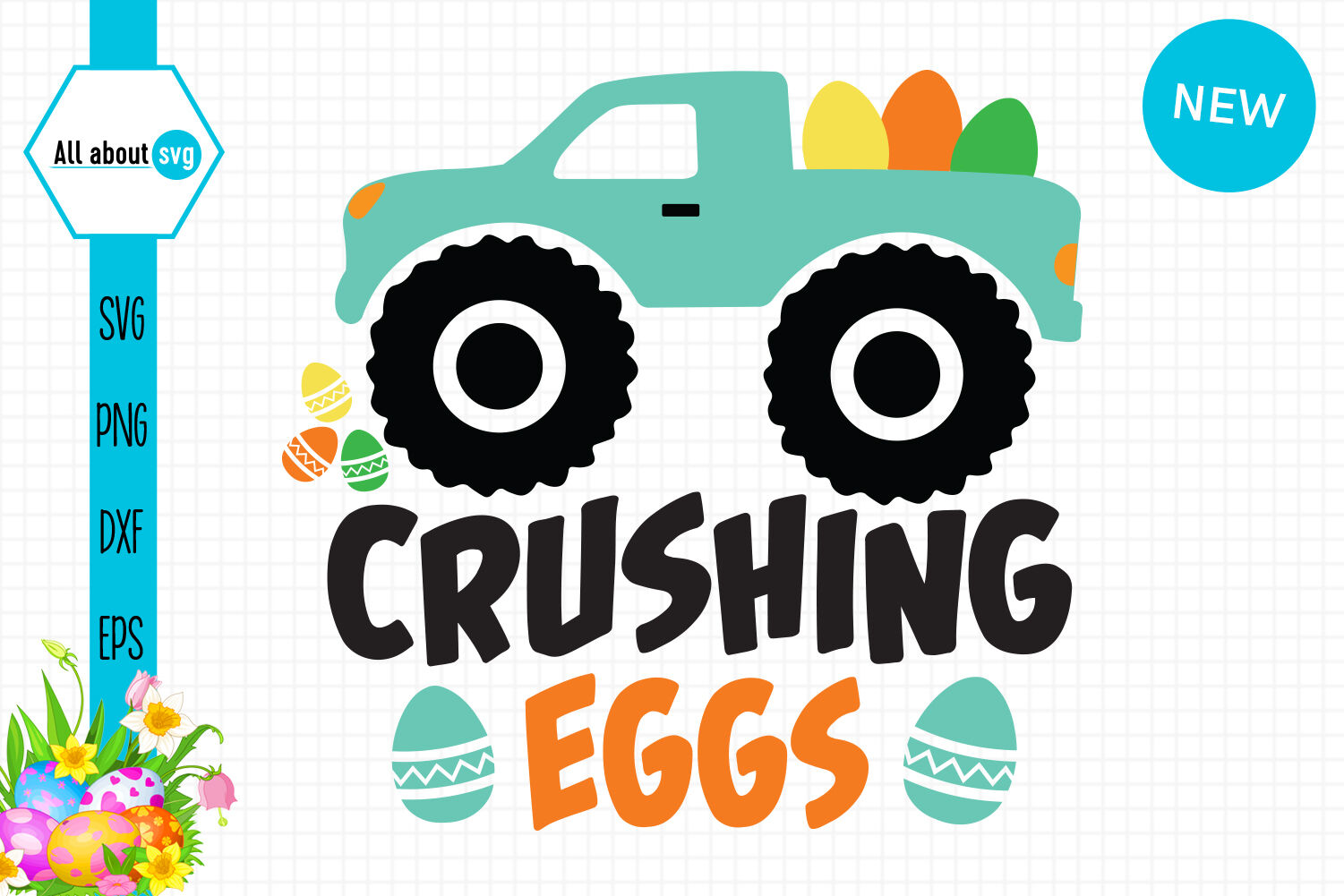 Crushing Eggs Svg Easter Truck Svg By All About Svg Thehungryjpeg Com