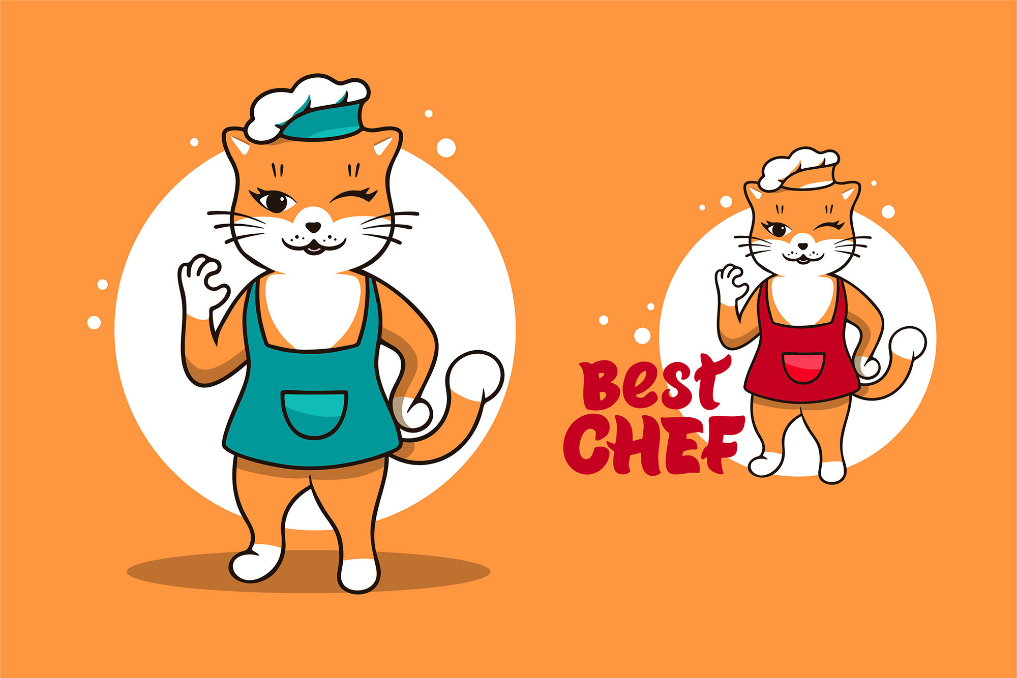 Funny Cat Chef Cartoon Character By Lettering Logo Thehungryjpeg Com