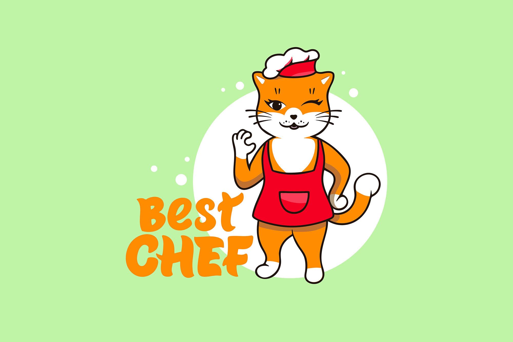 Funny Cat Chef Cartoon Character By Lettering Logo Thehungryjpeg Com