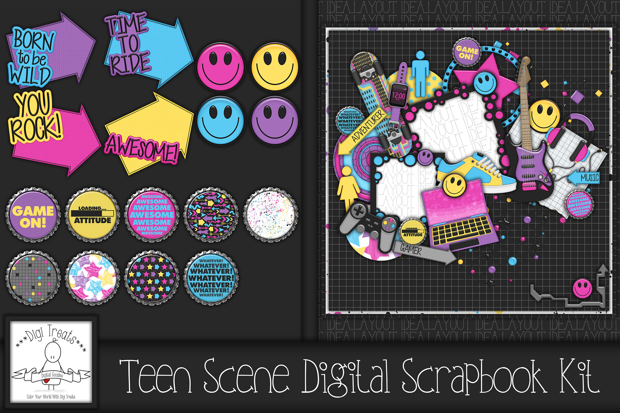 Teen Scene Digital Scrapbook Kit By Digi Treats