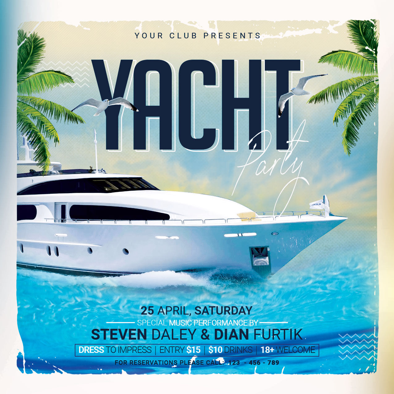 yacht party flyer template