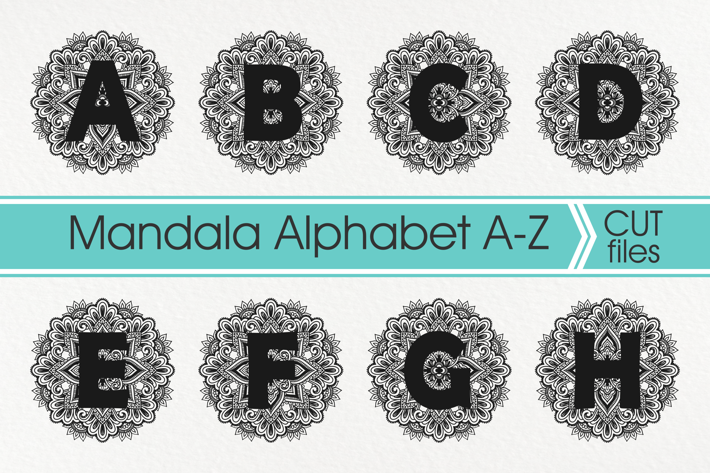 Mandala Alphabet Svg, Mandala Letter Svg, Zentangle Alphabet Svg By