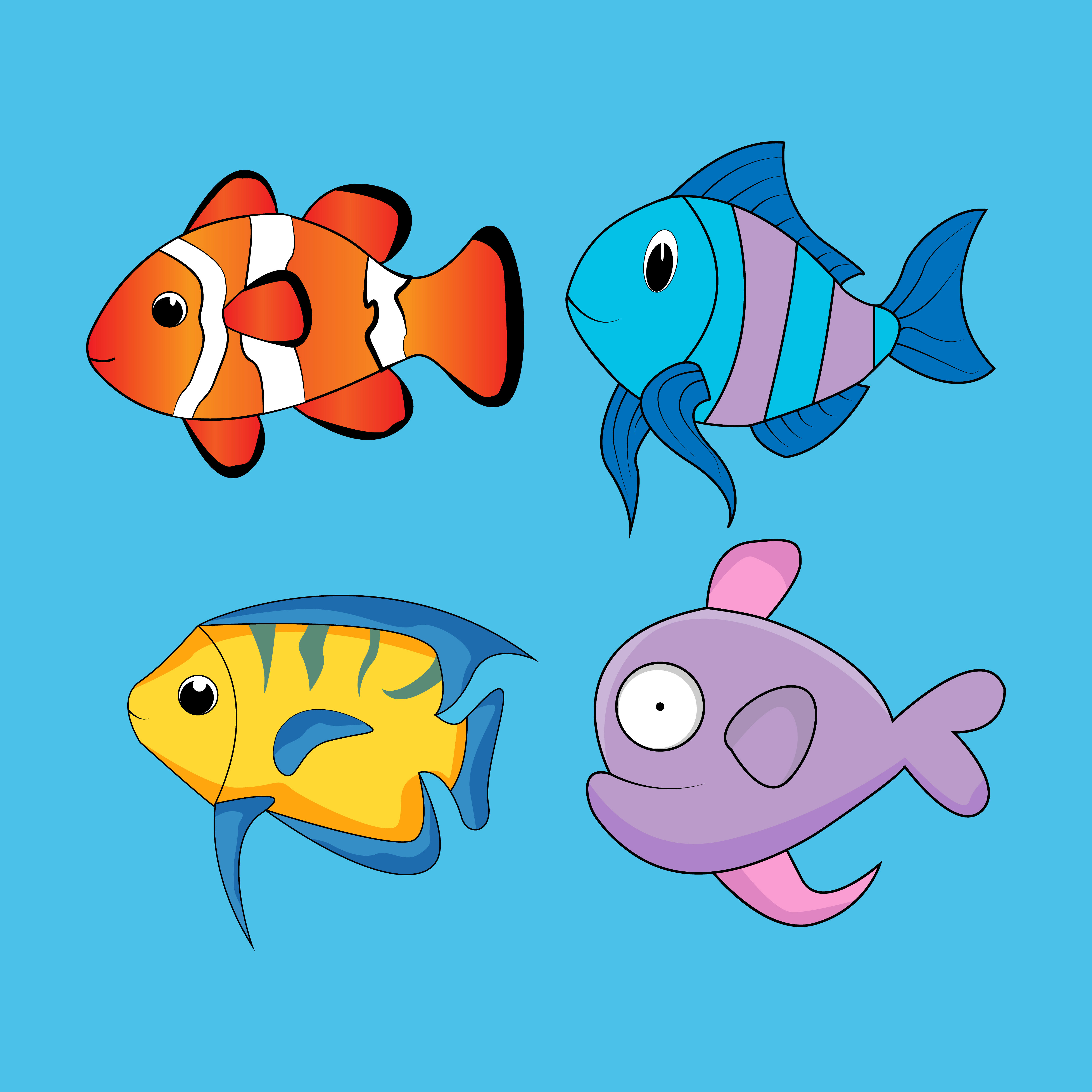 fish cartoon simple vector illustration By CurutDesign
