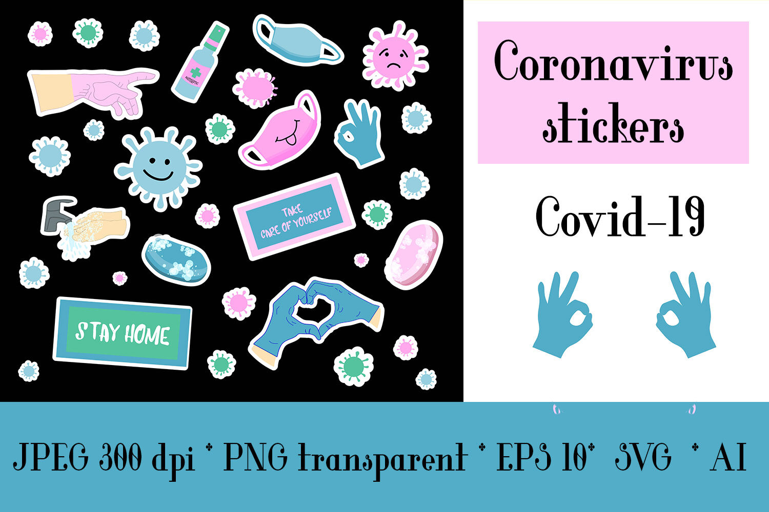 Coronavirus Stickers Covid 19 By Annetart Thehungryjpeg Com