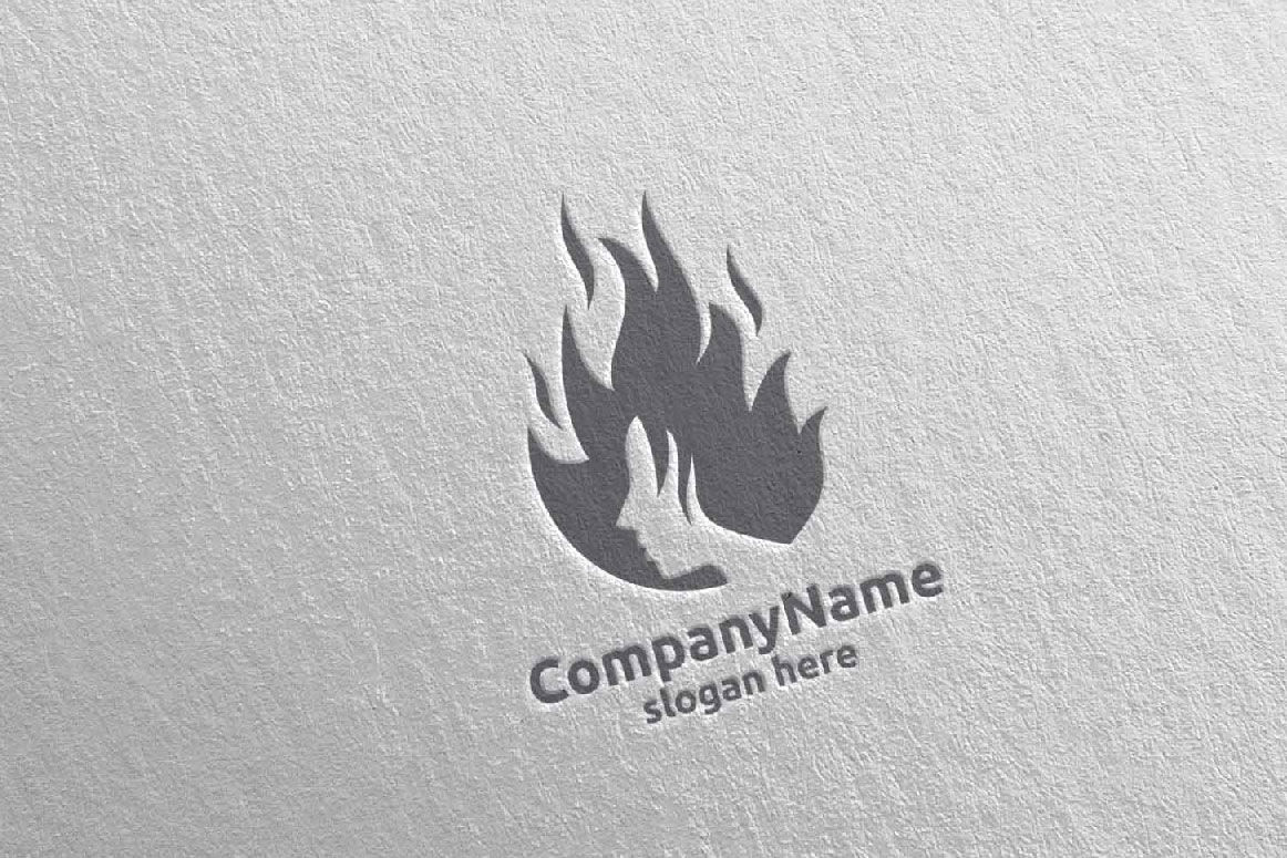 Fire And Flame Woman Face Logo Design 19 By Denayunethj Thehungryjpeg Com