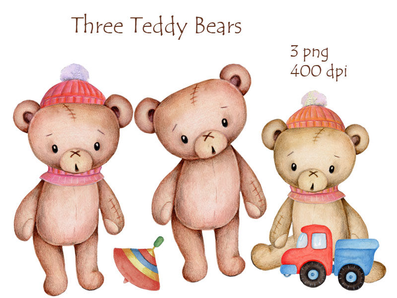 Three Cute Teddy Bears By Teddy Bears and their friends | TheHungryJPEG